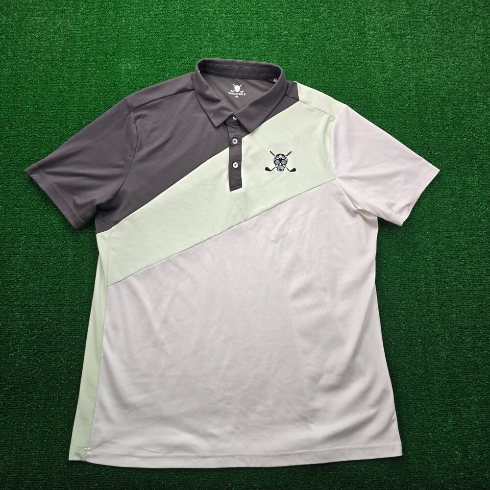 Chuco Golf Polo Shirt Mens XL White Black Golf‎ Performance Athletic Preppy